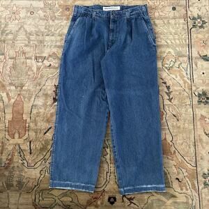 Vintage Dockers Khakis Pleated Jeans Mens 32x27 Shortened Denim